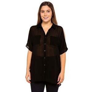 Love & Liberty Black Cold Shoulder Blouse S